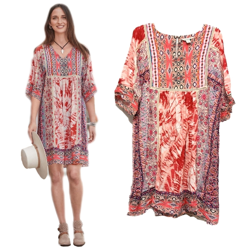 Sundance Womens S Boho Short Sleeve Flowy Wild Provence Dress - Picture 1 of 5